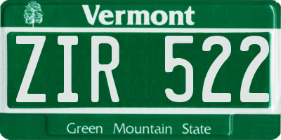 VT license plate ZIR522