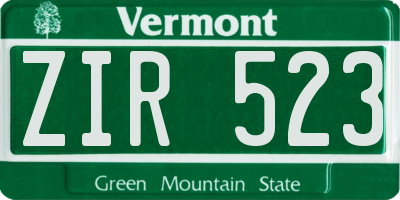 VT license plate ZIR523