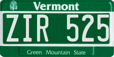 VT license plate ZIR525