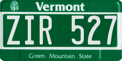 VT license plate ZIR527
