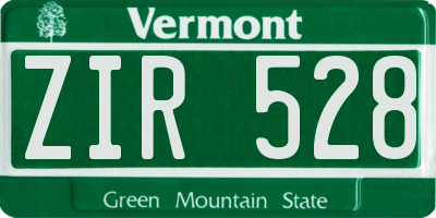 VT license plate ZIR528