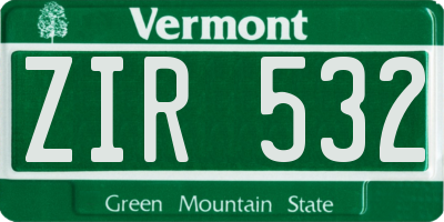 VT license plate ZIR532