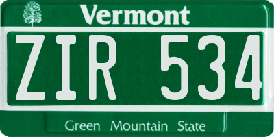 VT license plate ZIR534