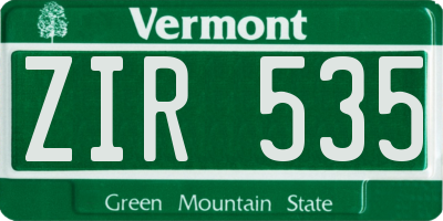 VT license plate ZIR535