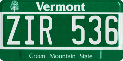 VT license plate ZIR536