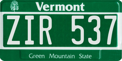 VT license plate ZIR537