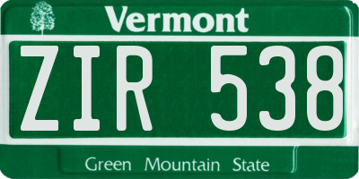 VT license plate ZIR538