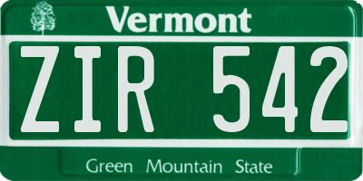 VT license plate ZIR542