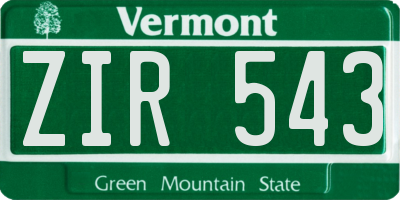 VT license plate ZIR543