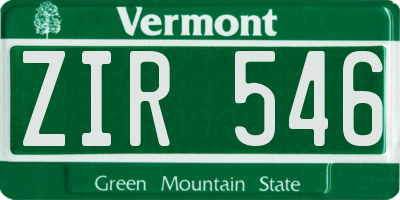VT license plate ZIR546