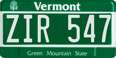 VT license plate ZIR547