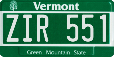VT license plate ZIR551