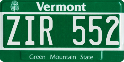 VT license plate ZIR552