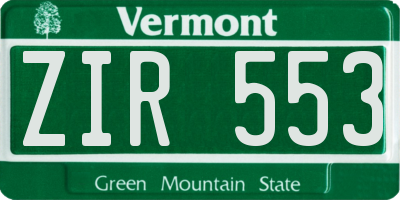 VT license plate ZIR553