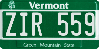 VT license plate ZIR559