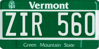 VT license plate ZIR560
