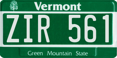 VT license plate ZIR561