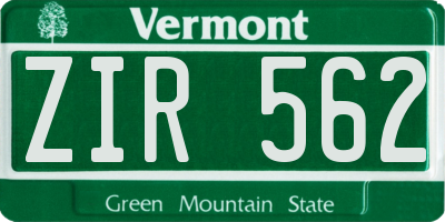 VT license plate ZIR562