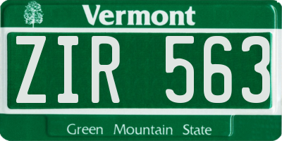 VT license plate ZIR563