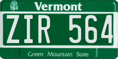 VT license plate ZIR564