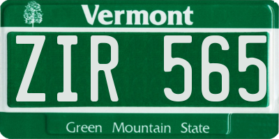 VT license plate ZIR565