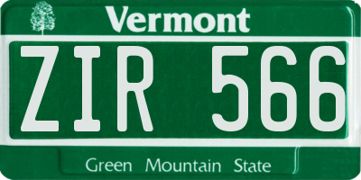 VT license plate ZIR566