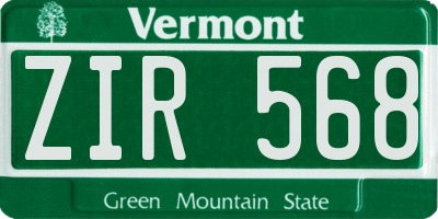 VT license plate ZIR568