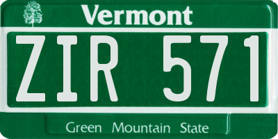 VT license plate ZIR571