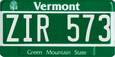 VT license plate ZIR573