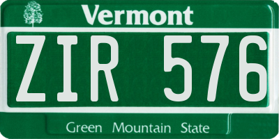 VT license plate ZIR576