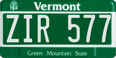 VT license plate ZIR577