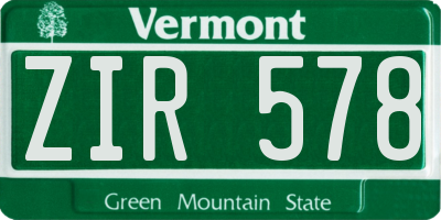 VT license plate ZIR578