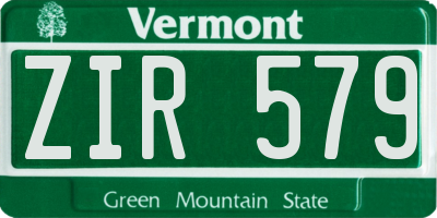 VT license plate ZIR579