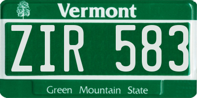 VT license plate ZIR583