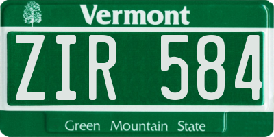 VT license plate ZIR584