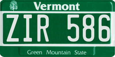 VT license plate ZIR586