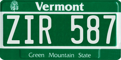 VT license plate ZIR587