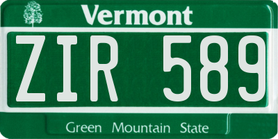 VT license plate ZIR589