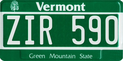 VT license plate ZIR590