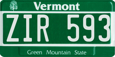 VT license plate ZIR593