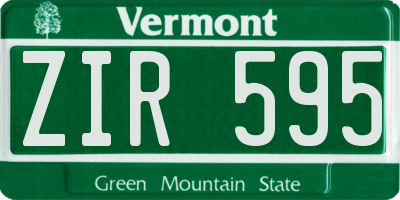 VT license plate ZIR595