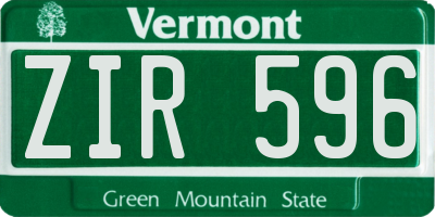 VT license plate ZIR596