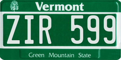 VT license plate ZIR599