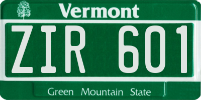 VT license plate ZIR601