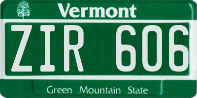 VT license plate ZIR606
