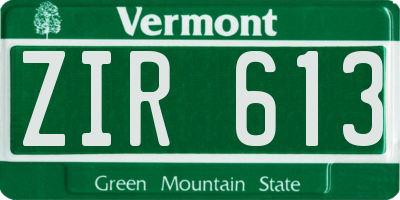 VT license plate ZIR613