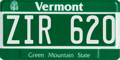 VT license plate ZIR620
