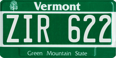 VT license plate ZIR622