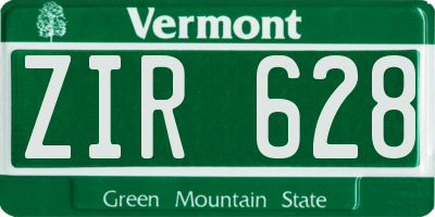 VT license plate ZIR628