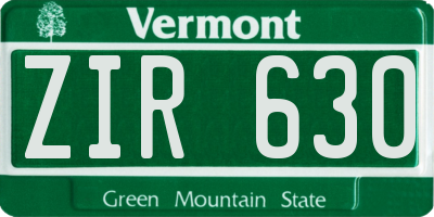 VT license plate ZIR630